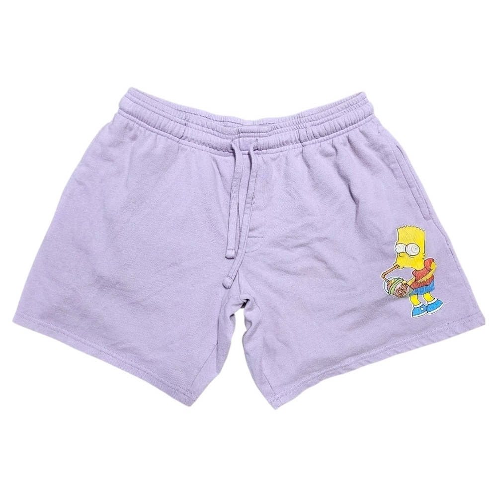 Bart Simpson Purple Drawstring Shorts Mad Engine M Graphic Lounge Retro Y2K Insp